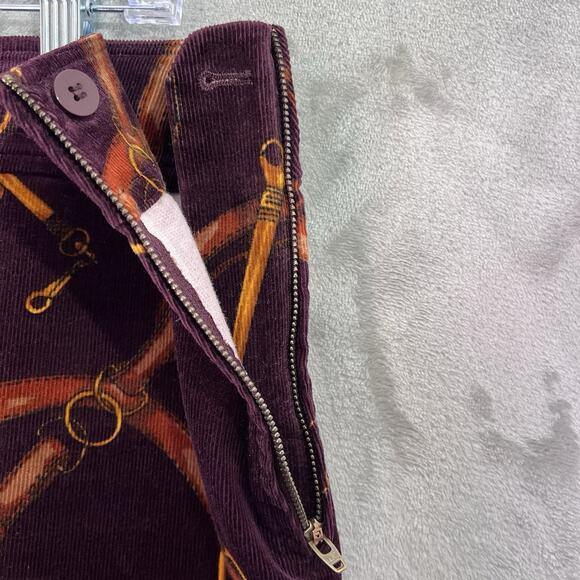 Talbots Equestrian Horsebit A-Line Corduroy Skirt Size 16 Burgundy Preppy Career - Picture 6 of 9